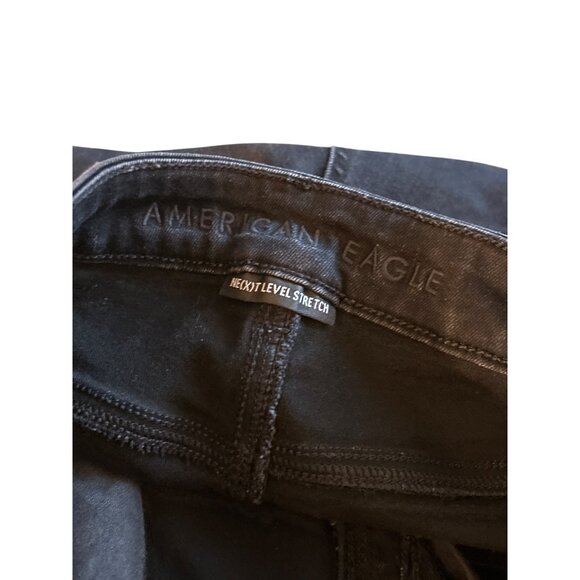 American Eagle Womens Super High Waisted Jeggings Washed Black Size 4P - Picture 4 of 6